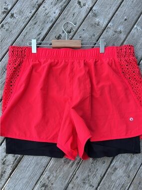 Xersion Red Layered Athletic Shorts with Black Liner